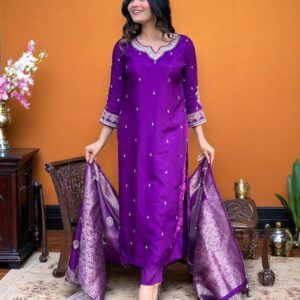 Women Silk Kurta Pant Dupatta Set