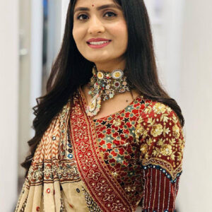 Beige and Rust Lehenga Choli with Geometric and Floral Prints