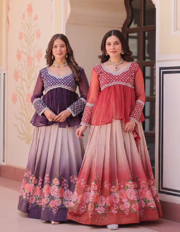 Floral Ombre Elegance Peplum Lehenga