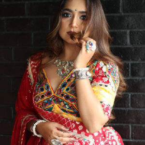 Handcrafted Gujarati Embroidered Lehenga Choli Set in Vibrant Red