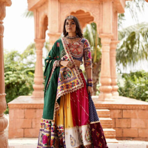 Handcrafted Lehenga Choli with Folk Art Inspired Prints