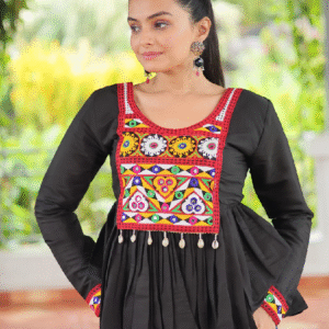 Kutchi Work Black Tunic