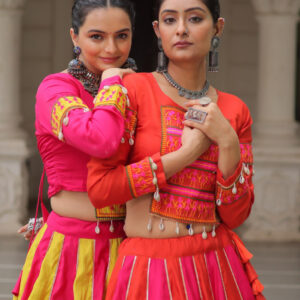 Lehenga Choli: Roman With attractive combination of Mirror lace embellished work
