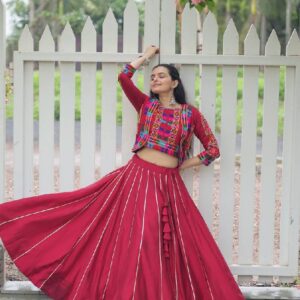 Lehenga Set with Mirror-Work Inspired Short Jacket