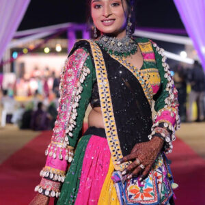 Multicolor Traditional Navratri Chaniya Choli with Mirror Work